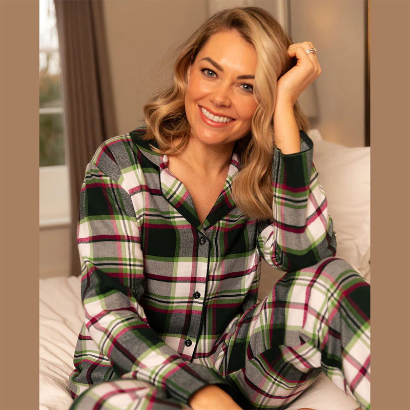 cyberjammies green check pyjama top