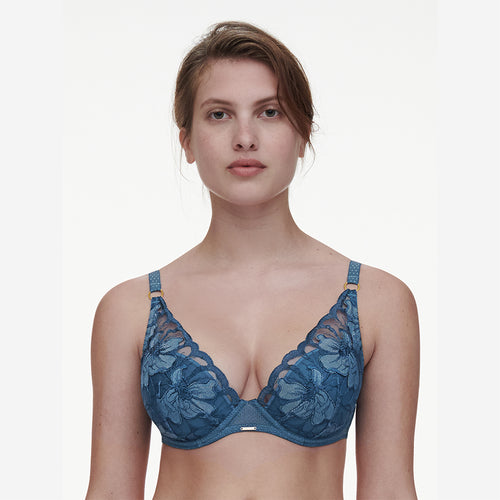 chantelle blue plunge bra