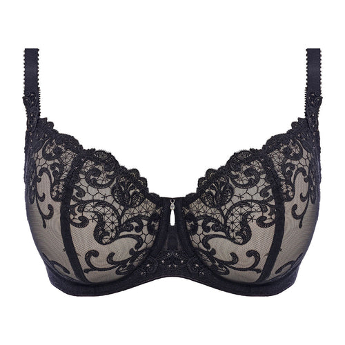 black lace balconette bra