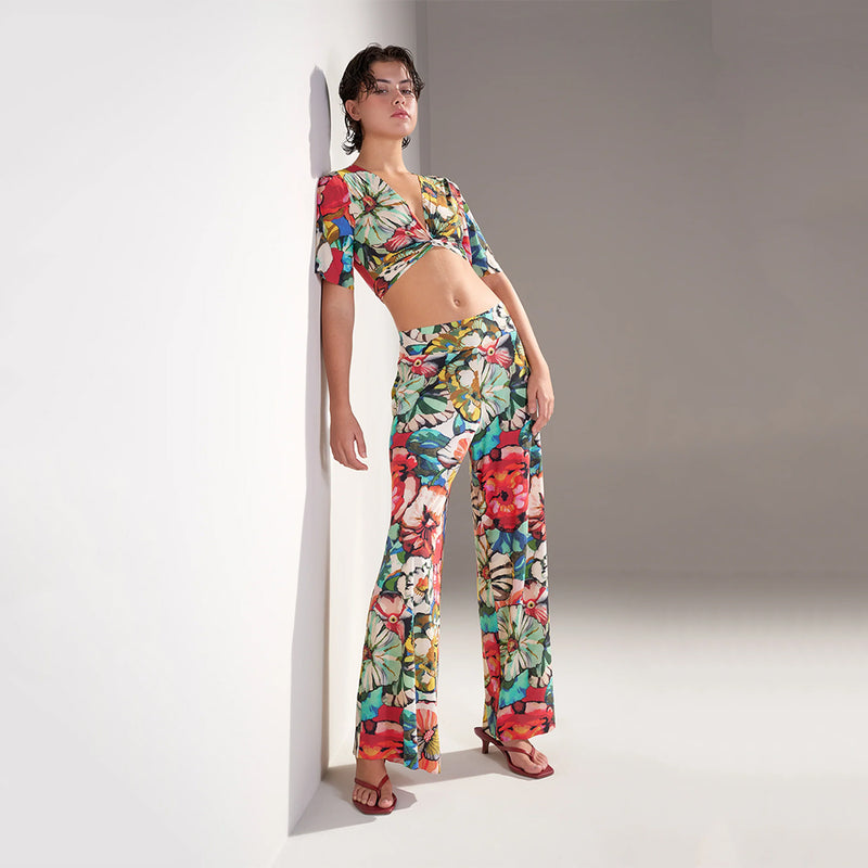 Pitta Flower Print Loose Beach Trousers