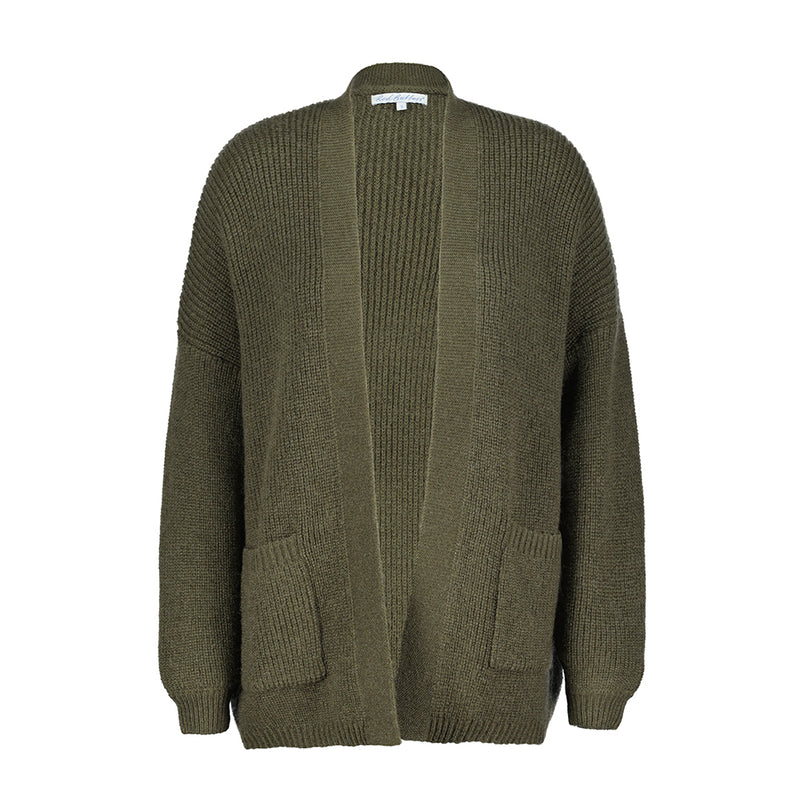 cosy green cardigan