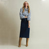 red button denim skirt